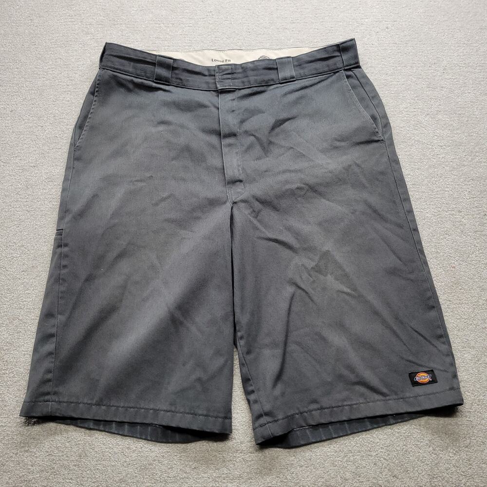 Dickies Loose Fit Gray Work Shorts Mens 40 Carpenter Utility Pocket 65/35